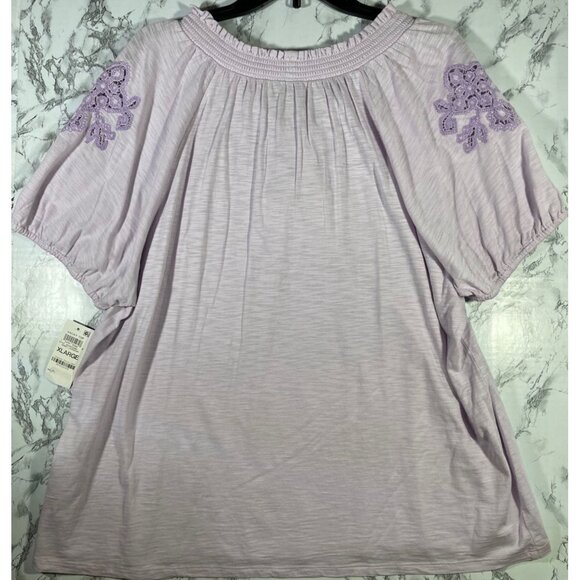 Style & Co. Womens Sandy Lavender Embroidered Vacay Top Size XL - Picture 2 of 7